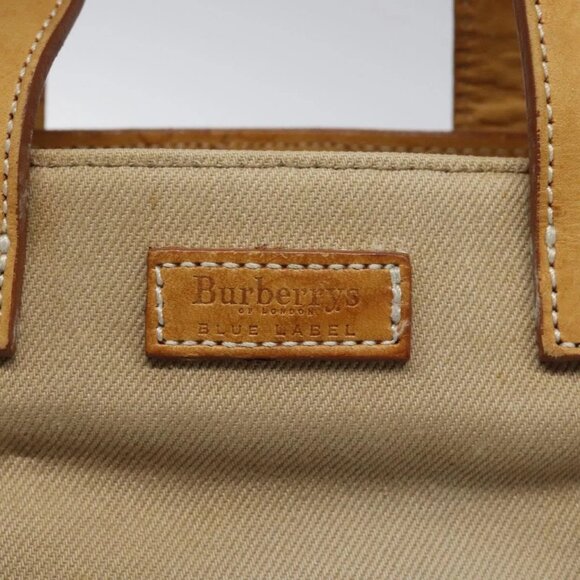 Burberrys Nova Check Blue Label Hand Bag Canvas Brown Auth ti2966 - Picture 10 of 16
